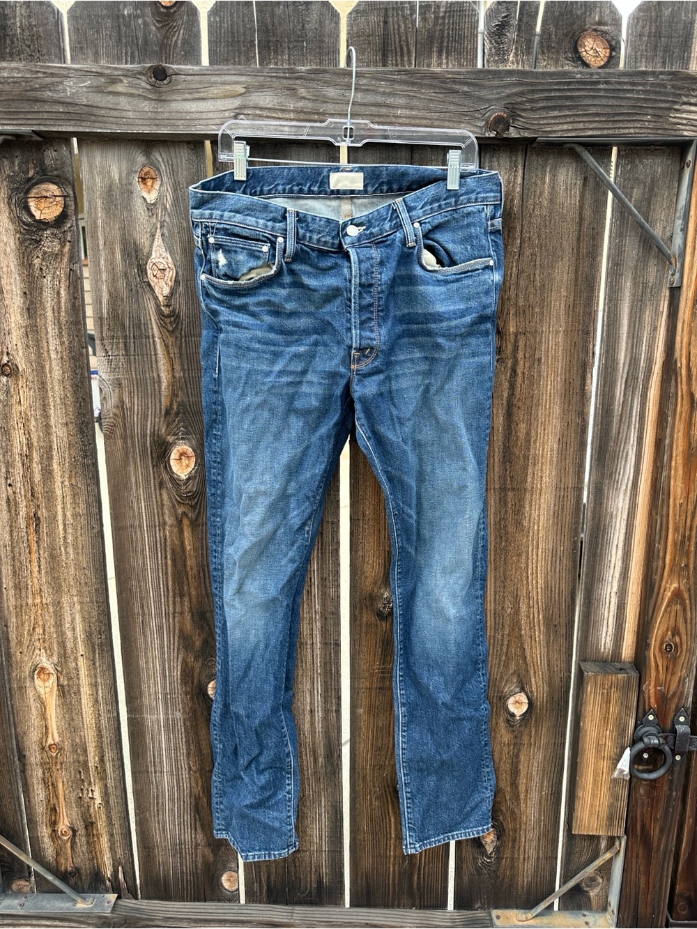 MOTHER Slim Straight-Leg Blue Denim Jeans